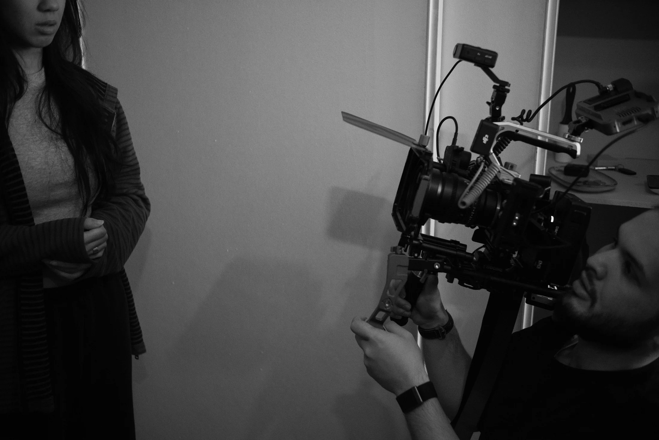 Equipe durante uma gravação audiovisual